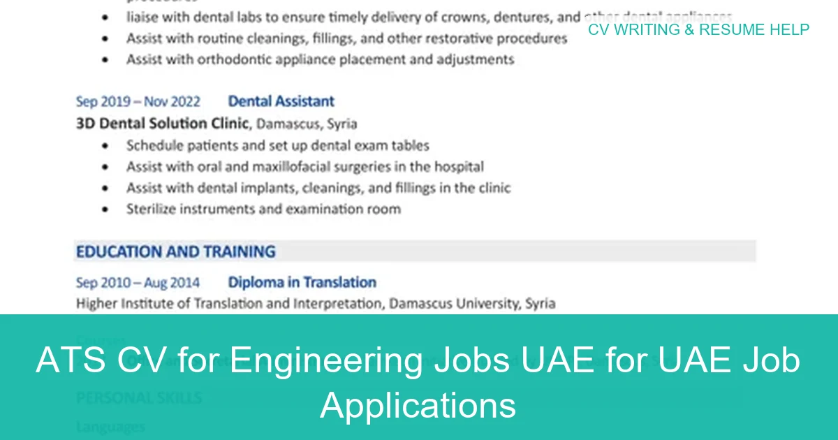 Visual Ats Engineer ATS CV for Engineering Jobs UAE | 2026 Guide