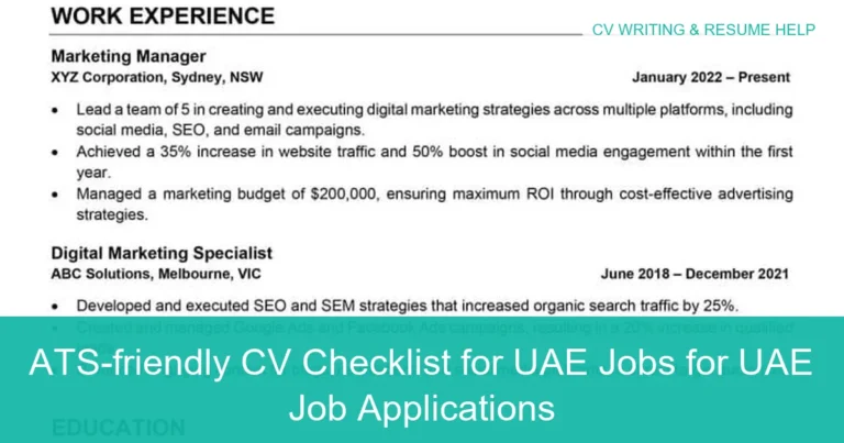 Complete visual guide to ATS-friendly CV Checklist for UAE Jobs for UAE Job Applications