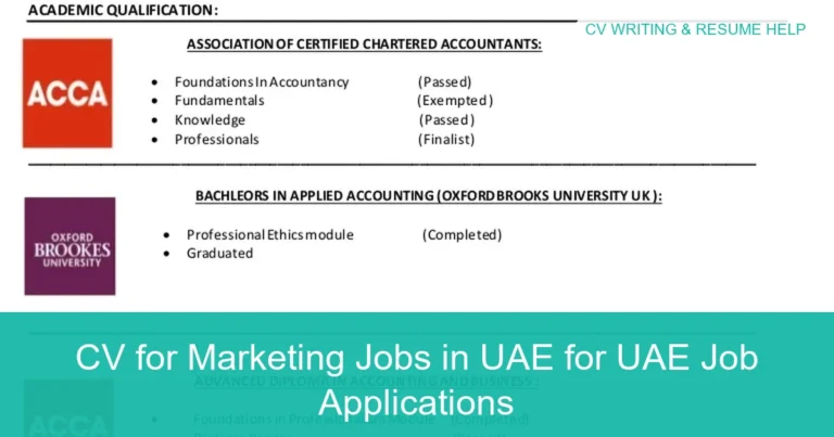 Complete visual guide to CV for Marketing Jobs in UAE for UAE Job Applications