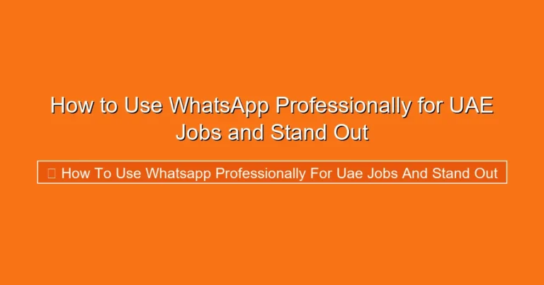 Complete visual guide to How to Use WhatsApp Professionally for UAE Jobs and Stand Out