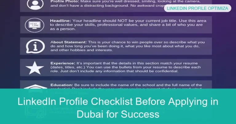 Complete visual guide to LinkedIn Profile Checklist Before Applying in Dubai for Success