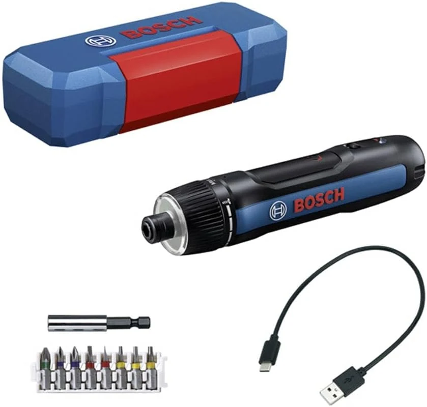 Bosch GO 3 Cordless Screwdriver with 8-Piece Bit Set, USB-C Cable, & Mini Case for Easy Storage