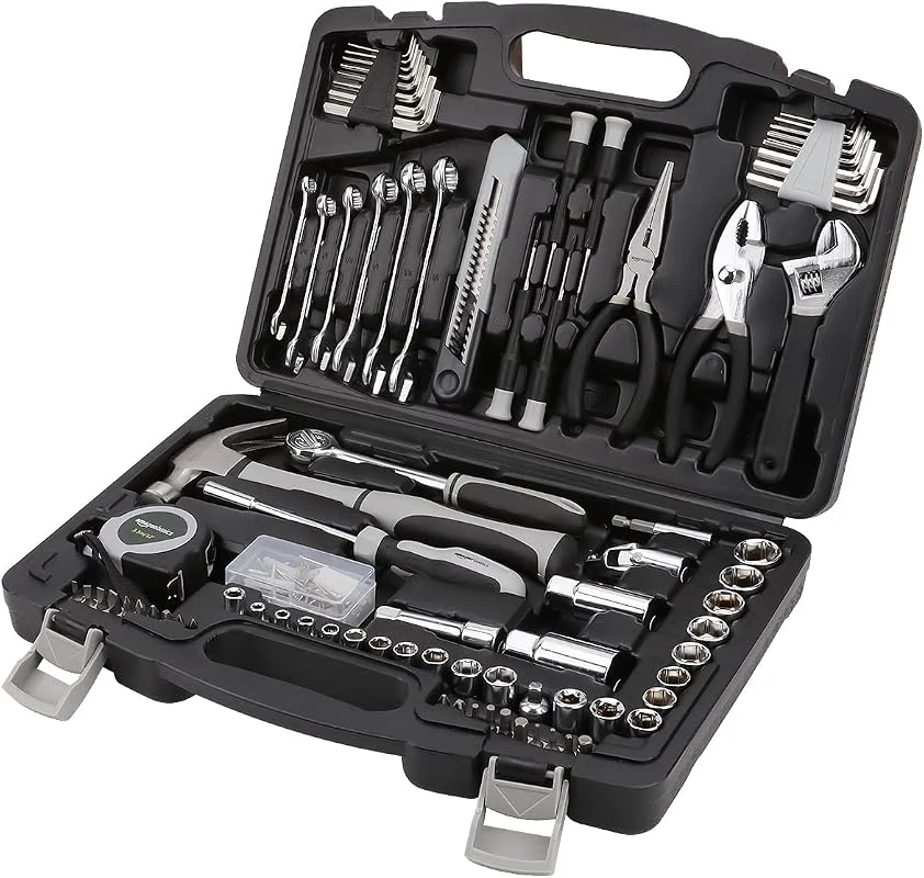 Amazon Basics 131-Piece Tool Kit Set for Home Repair and Mechanics with Durable Storage Case