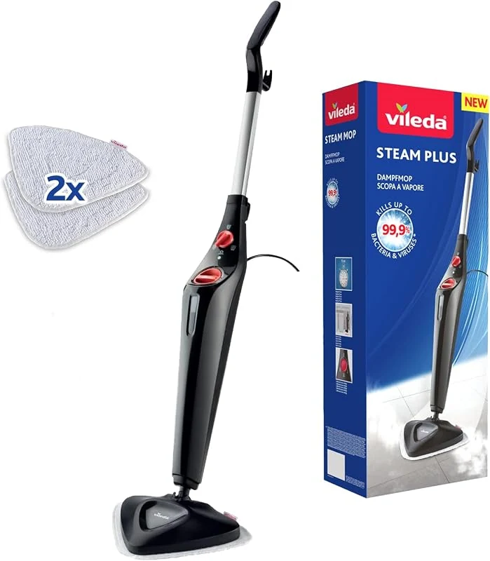 Vileda Steam PLUS Mop for Hygienic Cleaning, Removes 99.9% Bacteria, Safe for All Floors