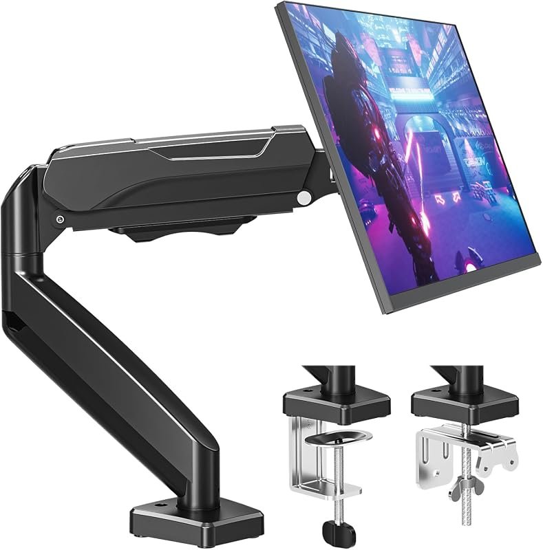 MOUNTUP Single Monitor Desk Mount, Adjustable Spring Arm for Max 32 Inch Screens, VESA Mount Bracket