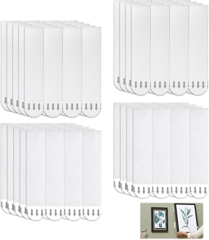 24 Pairs Heavy Duty Picture Hanging Strips – Removable Double-Sided Adhesive for Wall Decorations