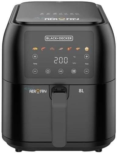 BLACK+DECKER Digital Air Fryer 8L, 1700W with 7 Presets & Adjustable Temperature for Healthy Cooking