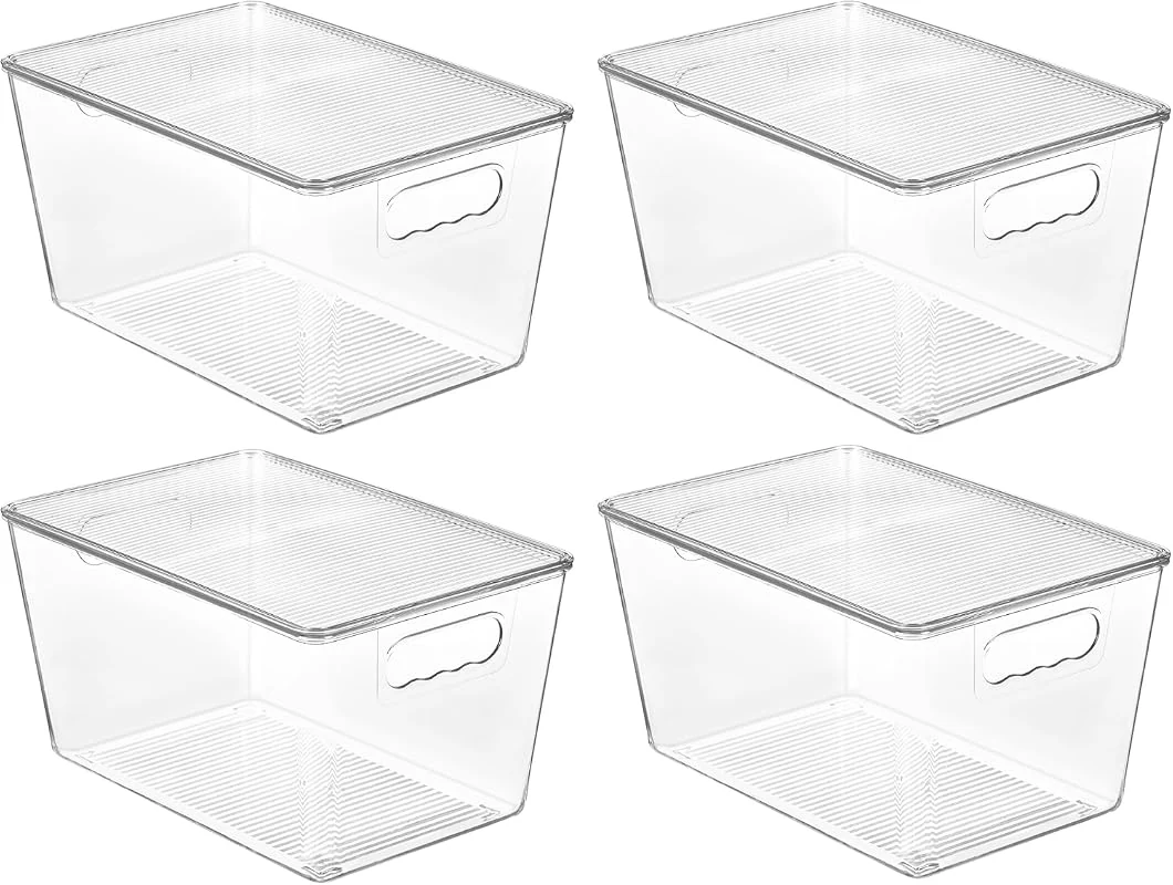 Vtopmart 4 Pack Clear Stackable Storage Bins with Lids - BPA-free, Organize Vertically for Kitchen and Bathroom