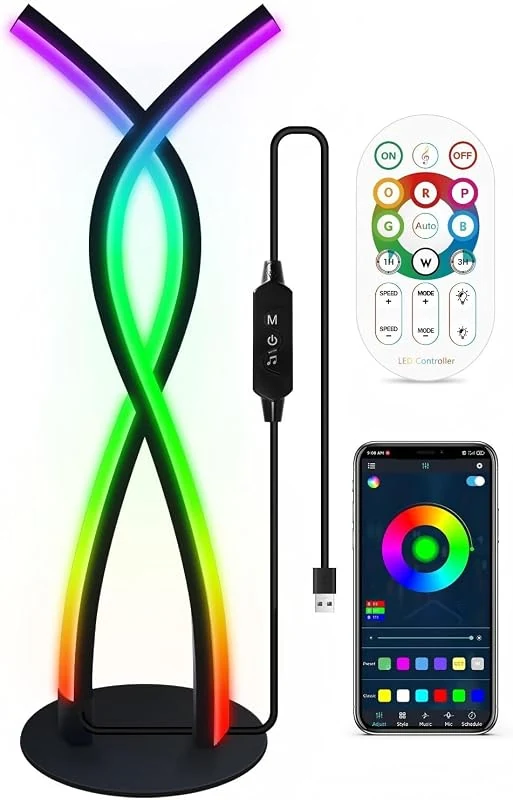 Smart LED Bedside Table Lamp with RGBIC Color Changing, Touch & Remote Control for Music Sync