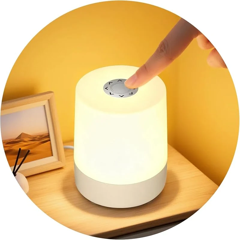 Touch Control Bedside Lamp - 3-Color Dimmable, Rechargeable, Portable Light for All Ages