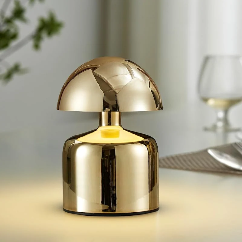 Cordless Touch Control Mushroom LED Table Lamp - Dimmable, USB-C Rechargeable for Home Decor