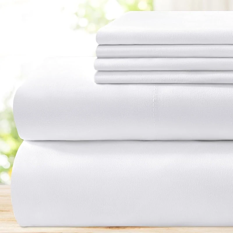 BYSURE King Size Sheets Set White - Luxury Soft Cooling Bed Sheets, 1800 Thread Count, Deep Pockets