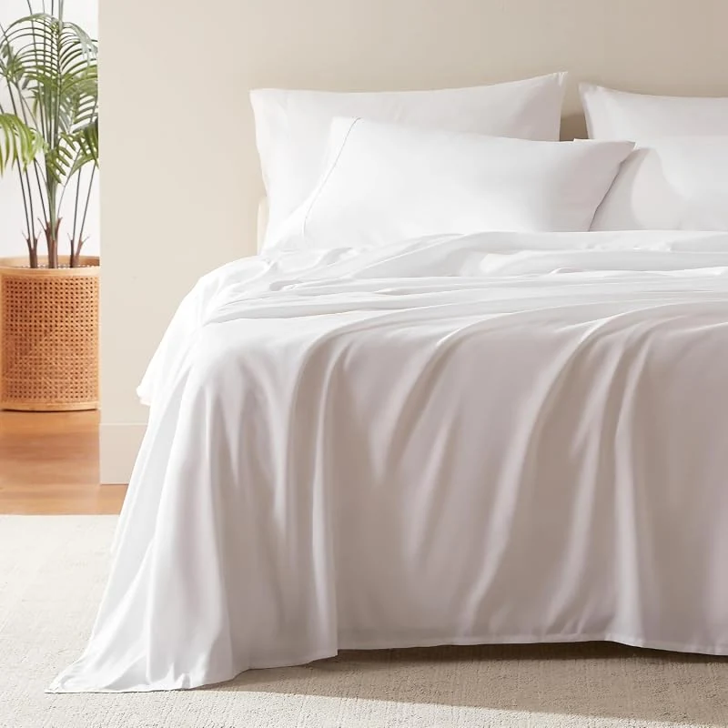 SLEEP ZONE Super Soft Cooling King Bed Sheets Set, Easy Care, Deep Pocket, Wrinkle Free, White