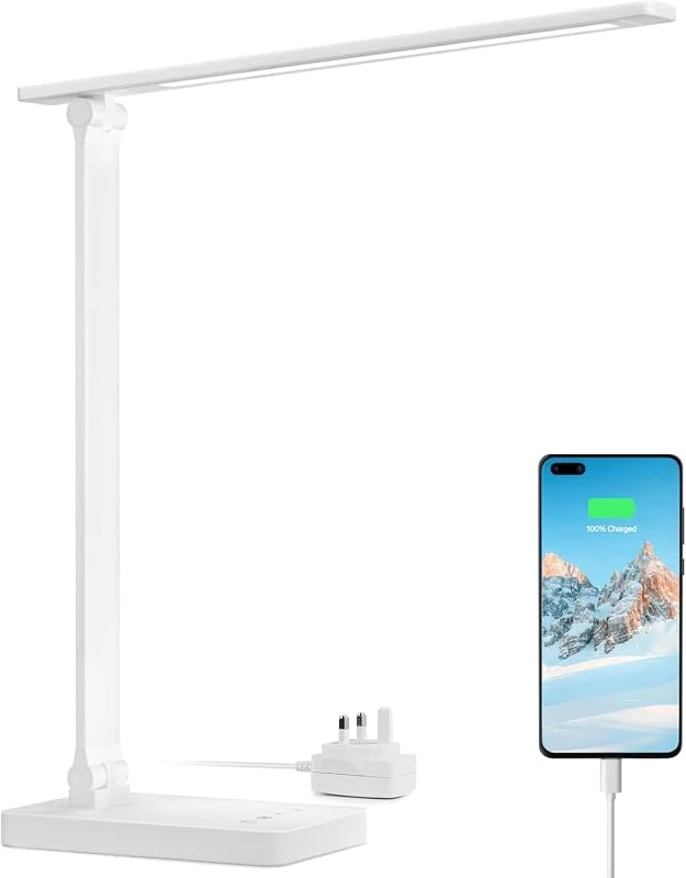 Dimmable Lepro LED Desk Lamp with USB Charging, Touch Control & 5 Brightness Levels for Study