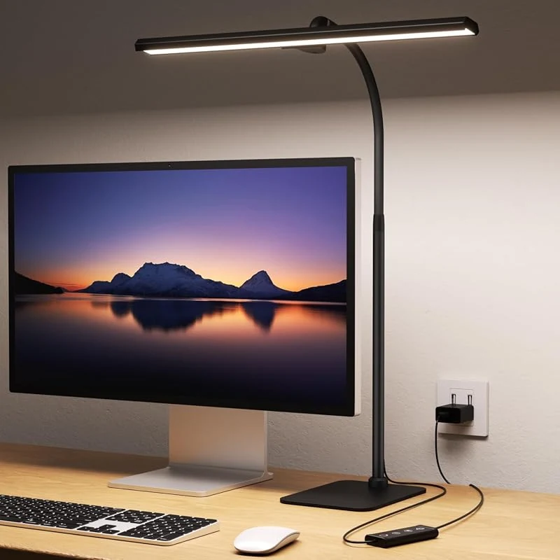 Flexible LED Desk Lamp with 5 Brightness Levels and Adjustable Height for Office and Study