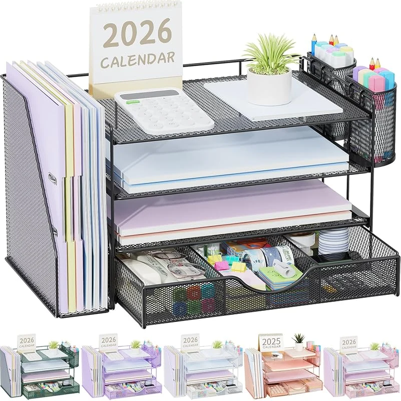 gianotter 4-Tier Desk Organizer with Drawers and File Holders for Office Supplies