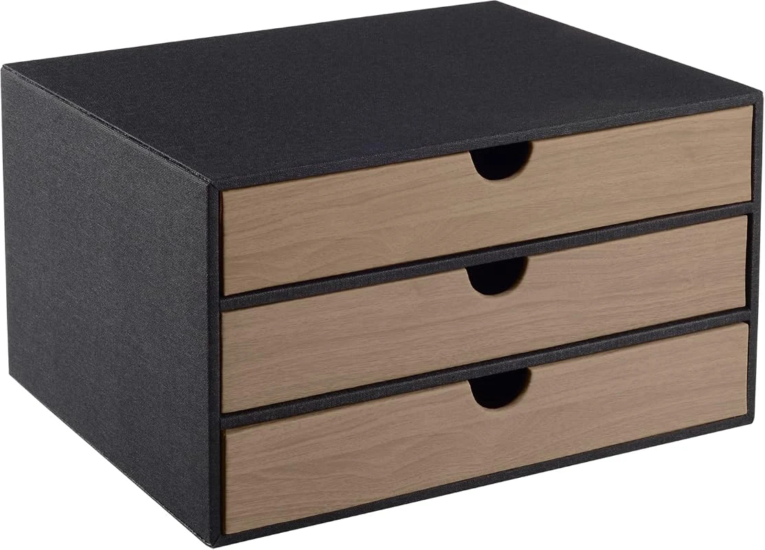 Stylish Multicolor Leather Desk Organizer with 3 Drawers for Office Supplies and A4 Documents