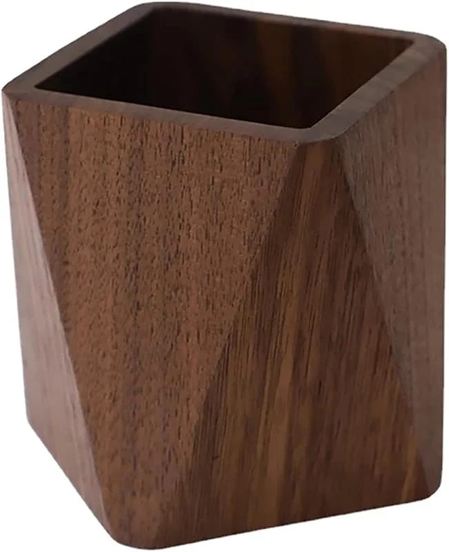 Black Walnut Wooden Pencil Box, Versatile Desk Organizer for Writing and School Supplies