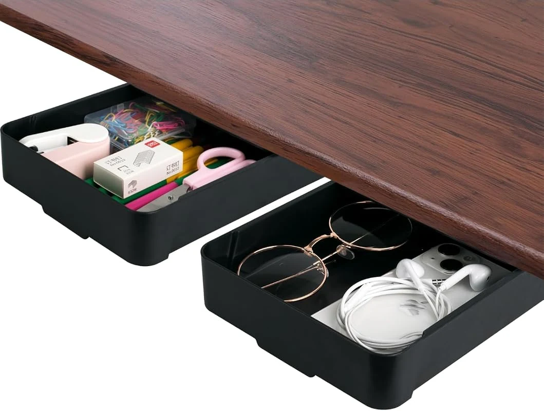 HZYH 2 Pcs Under Desk Drawer, Self-Adhesive Organizer for Home Office Storage
