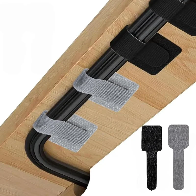60PCS Self-Adhesive Cable Management Ties - Reusable Adjustable Organizer for Home and Office Setup