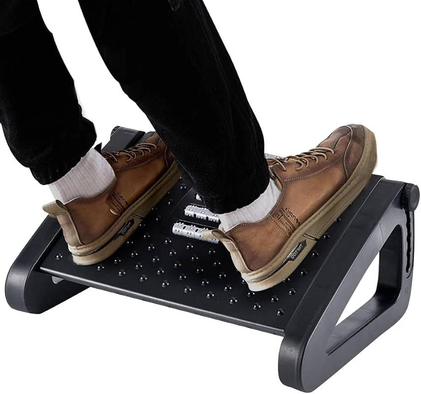 CasaZenith Adjustable Foot Rest with Massage Roller, Ergonomic Six Heights Stool for Office Use