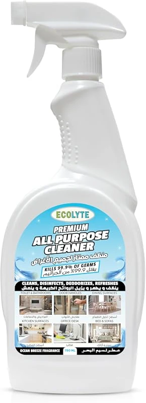 ECOLYTE+ Premium All Purpose Cleaner for Complete Dirt Removal, Disinfects and Deodorizes, 750ml Ocean Breeze