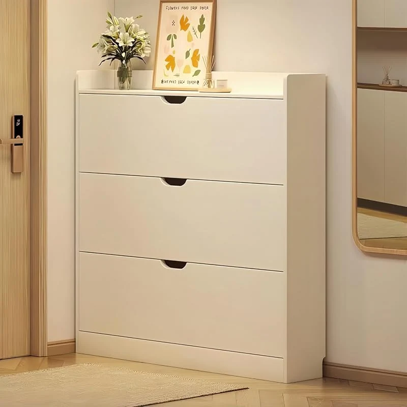 DAYONG Shoe Storage Cabinet with 3 Flip Drawers, Slim Freestanding Organizer for Entryway