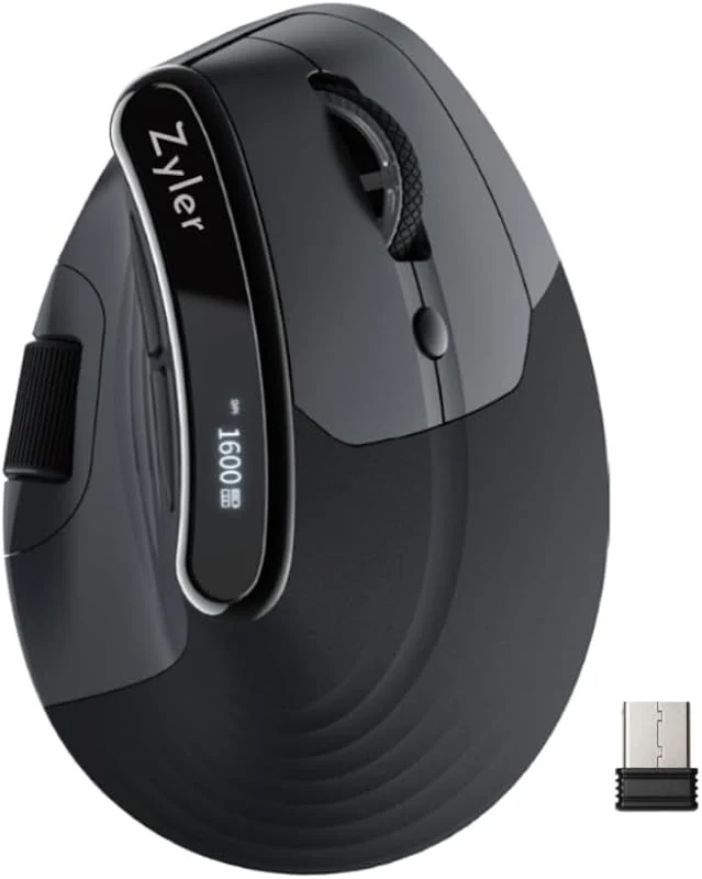Ergonomic Vertical Mouse with Smart Display and 7 Adjustable DPI Settings for All Major OS