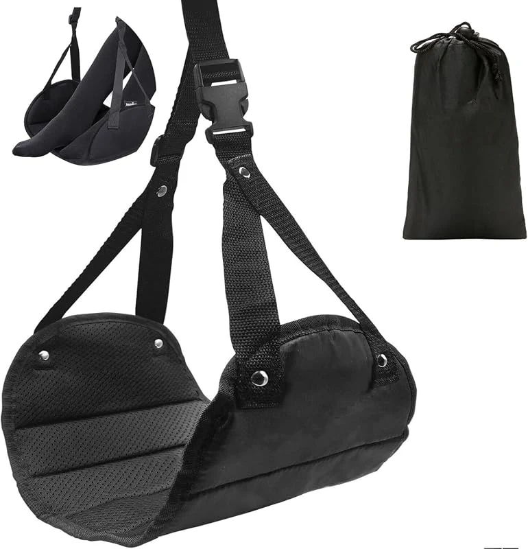 Premium Adjustable Airplane Footrest with Memory Foam - Portable Hammock Design for Travel Comfort