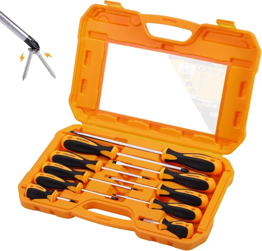 Hoteche 10-Piece Magnetic Screwdriver Set with Case for Household DIY and Furniture Assembly Tasks
