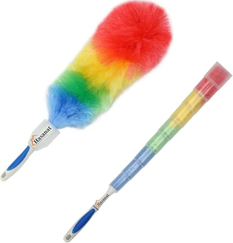 Hasanat Essentials Rainbow Static Duster - Soft, Electrostatic Dusting Brush for Home, Cars, and Furniture