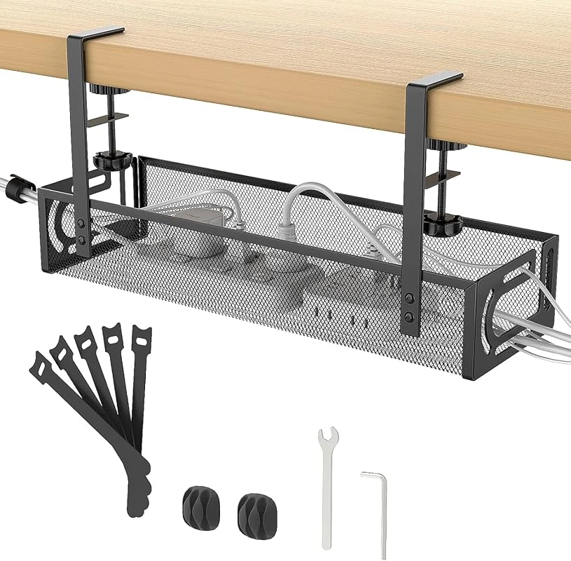 Under Desk Cable Management Tray - Non-Drilling Wire Organizer for Tidy Homes and Offices
