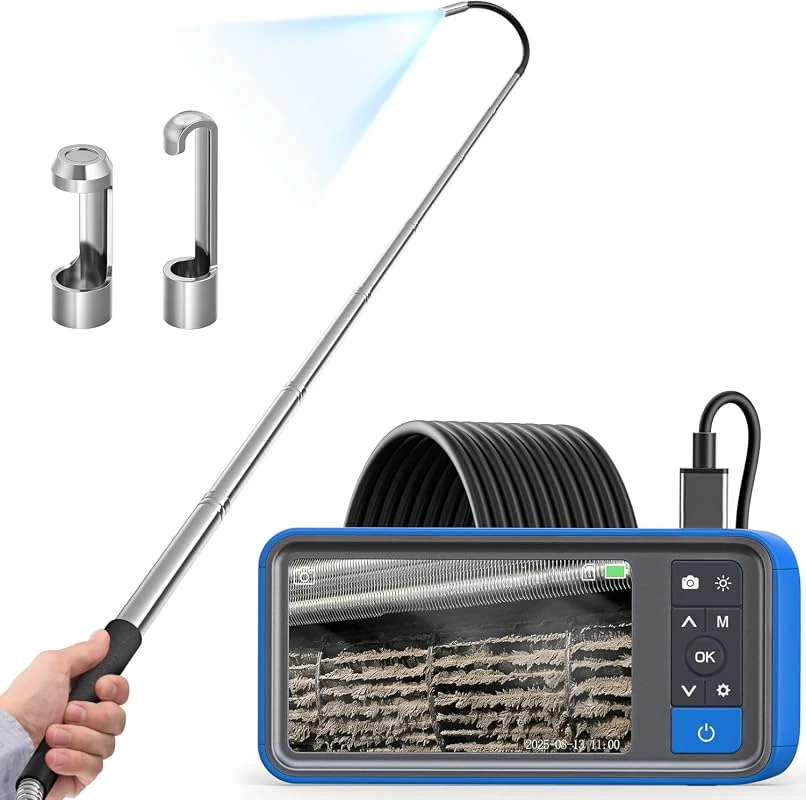 Teslong Telescopic Inspection Camera with Light, 5ft Pole, 4.5-inch Screen, Ideal for Home and Automotive Use