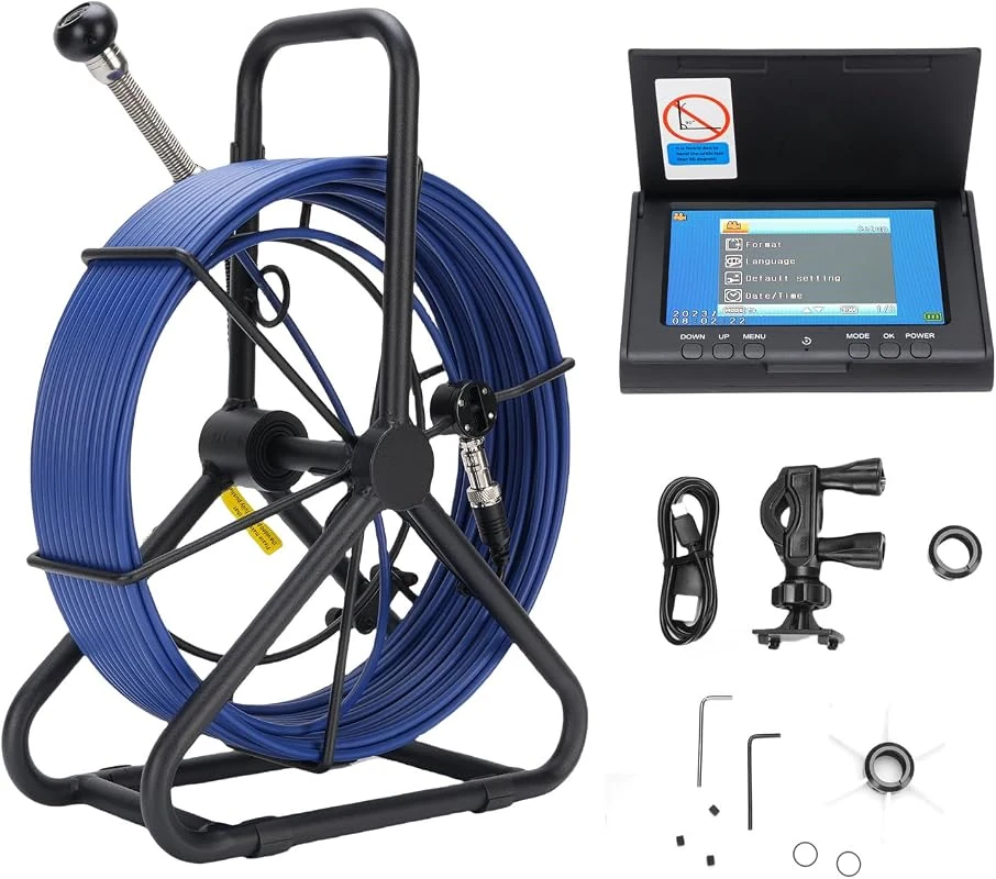 Eujgoov 30M Sewer Inspection Camera, 1080P HD with 4.3 Inch DVR Screen for Pipes and Ducts