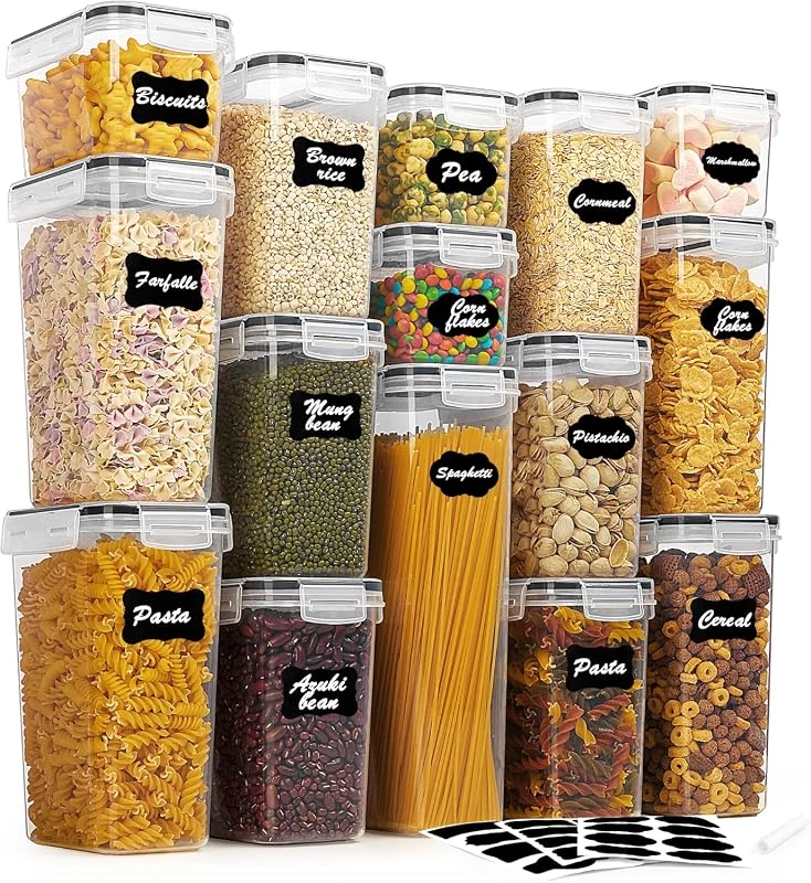 15PCS Airtight Food Storage Containers Set with Labels, Ideal for Kitchen Organization, BPA Free