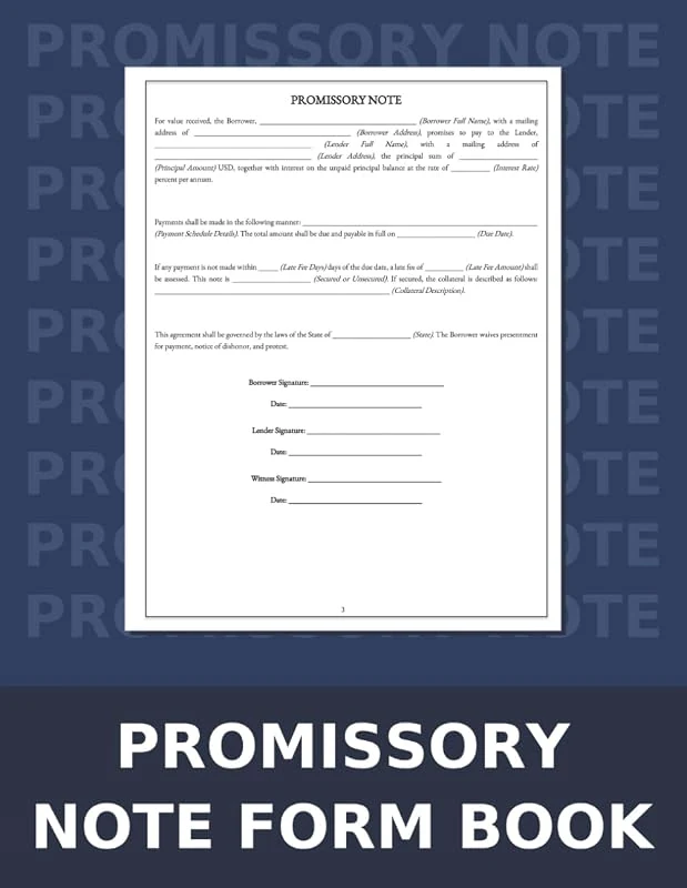Essential Promissory Note Form Book: Legal Templates for Personal and Business Loan Agreements