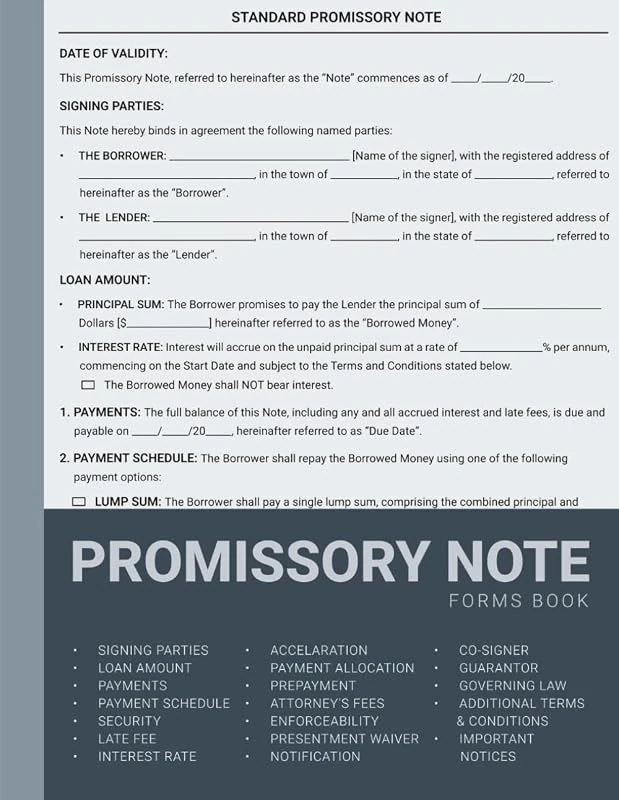 Comprehensive Promissory Note Forms Book: 30 Legal Templates for Personal and Business Loans