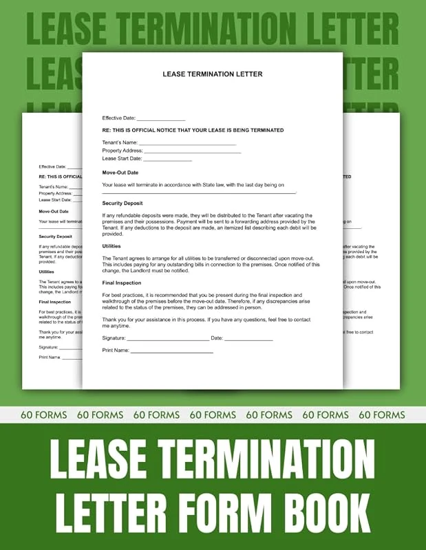 Legally Binding Lease Termination Letter Form Book for Month-to-Month Tenants with 30-Day Notice