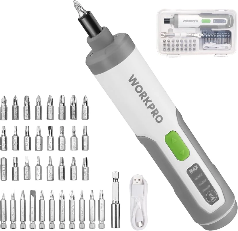 WORKPRO 3.6V Cordless Screwdriver Set with 35 Bits, Lightweight Design and USB Rechargeable