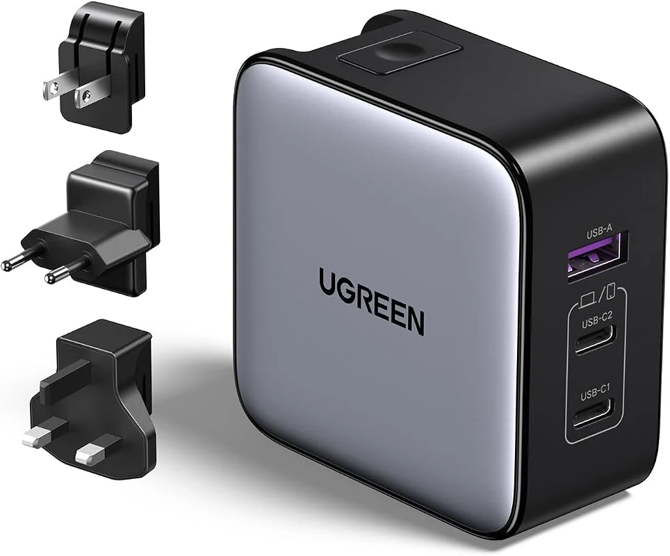 UGREEN 65W Universal Travel Adapter with 3 Ports, Fast Charging for MacBook, iPhone, and More