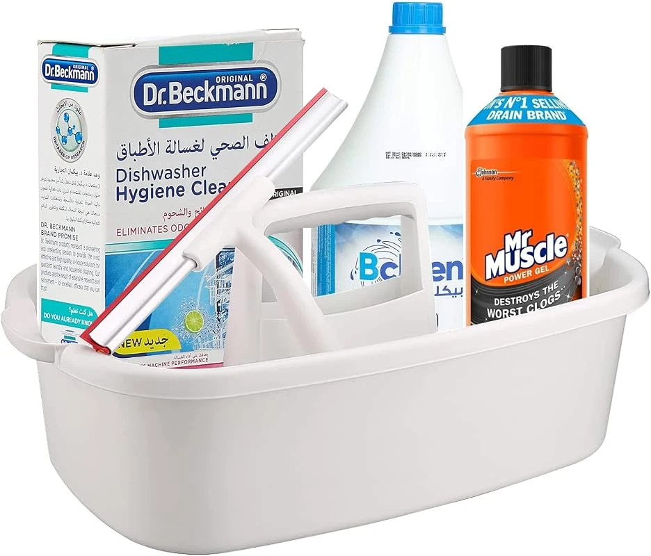 Practical Under Sink Organizer - Black Plastic Caddy with Handle and 4000ml Capacity for Cleaning