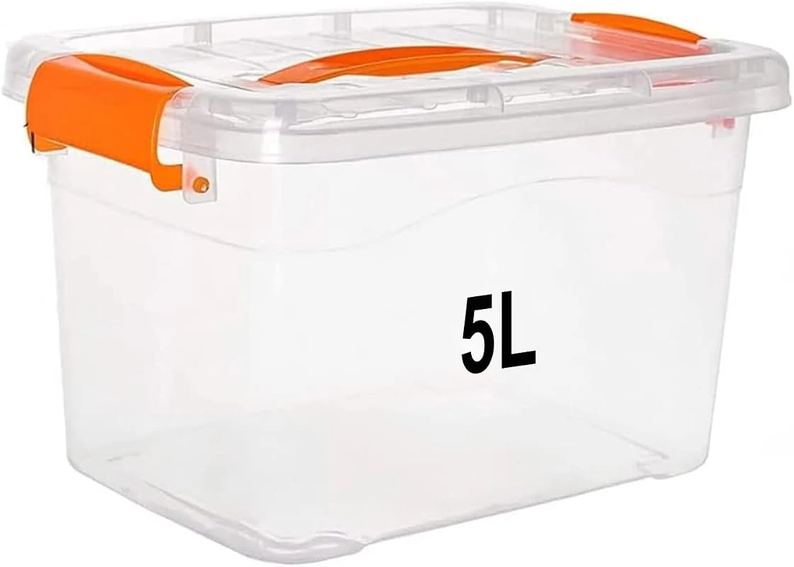 Premify 5L Clear Stackable & Lockable Storage Box for Home, Office, and Garage Organization