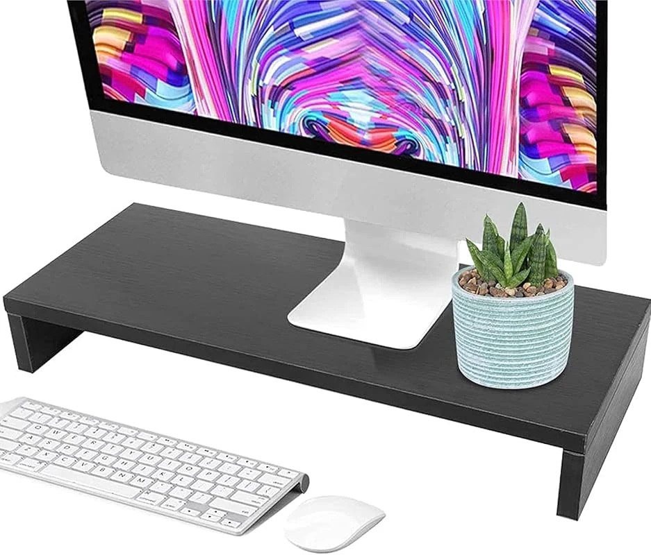 Ergonomic Wooden Monitor Stand Riser for Laptop, PC & Printer