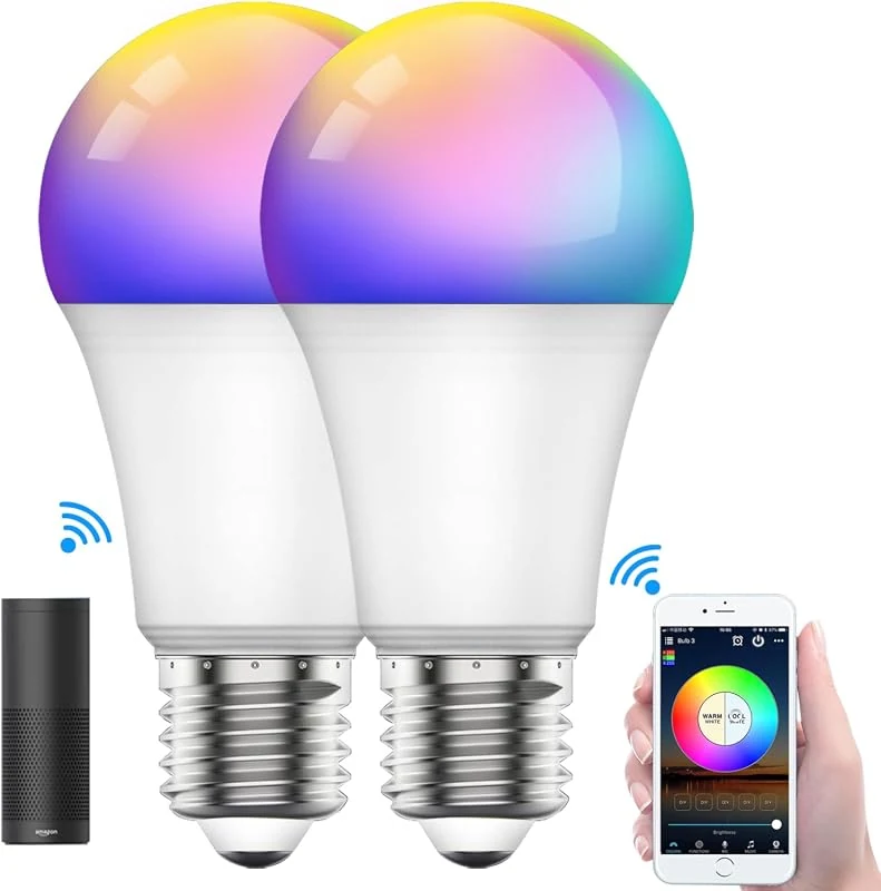 SKY-TOUCH Smart LED Bulbs, 10W E27 Color Adjustable Light with Alexa & Google Home Compatibility
