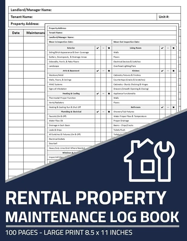 Essential Rental Property Maintenance Log Book with Repair Records and Inspection Checklists