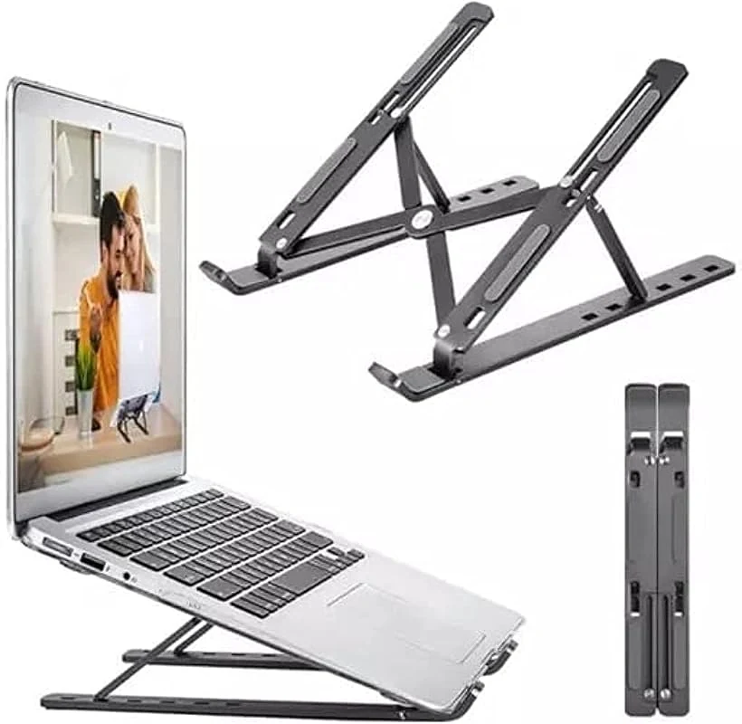 Portable Adjustable Laptop Stand with Ventilation, Foldable Design for MacBook, HP & Dell