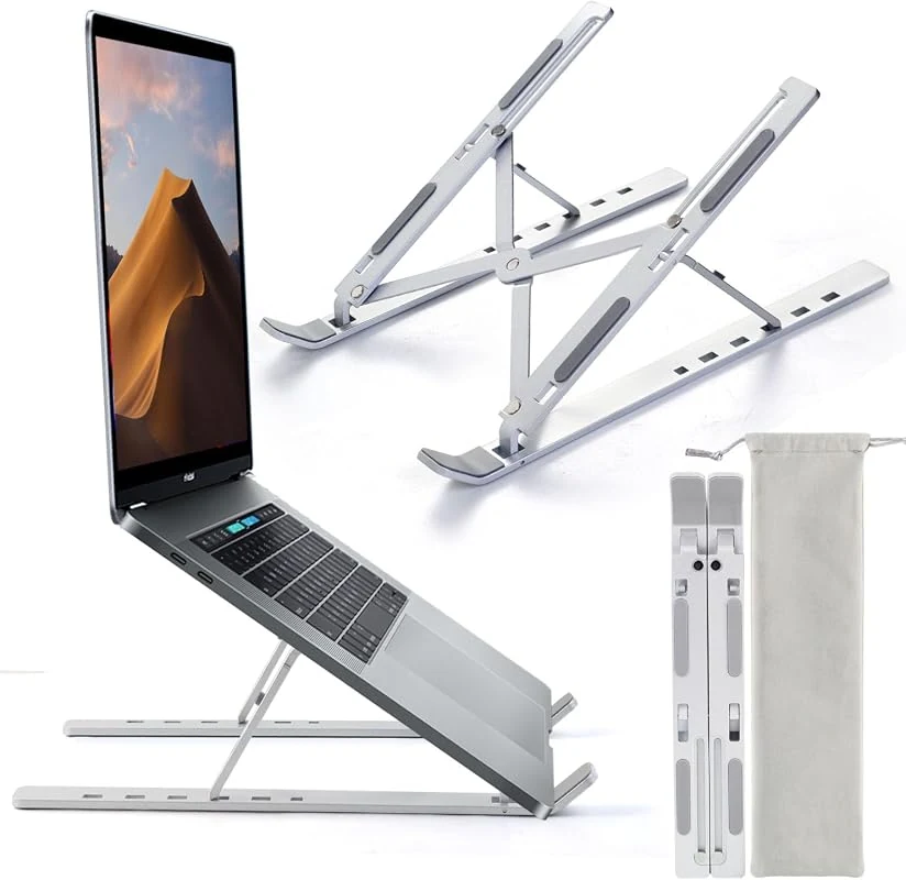 SKY-TOUCH Portable Adjustable Laptop Stand: Foldable Ventilated Cooling Holder for MacBook & More