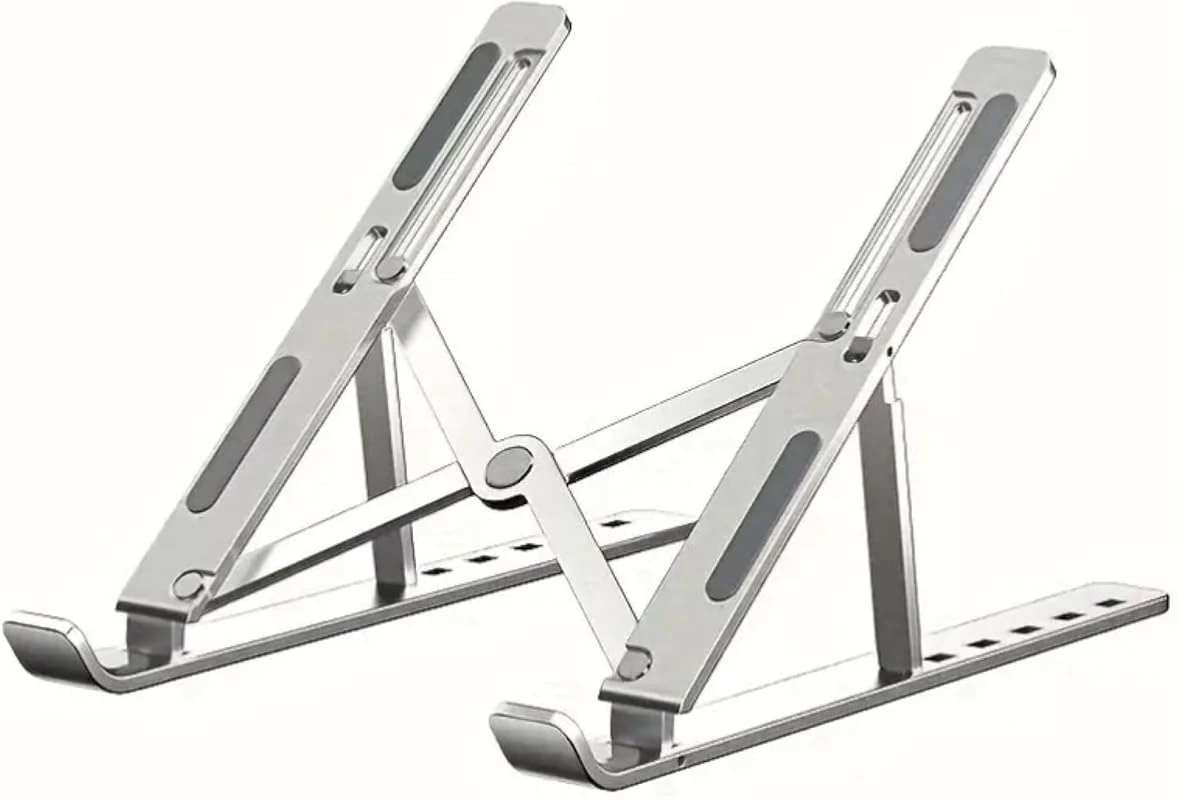 Lightweight Adjustable Laptop Stand in Silver, Foldable Riser for MacBook, Dell, HP