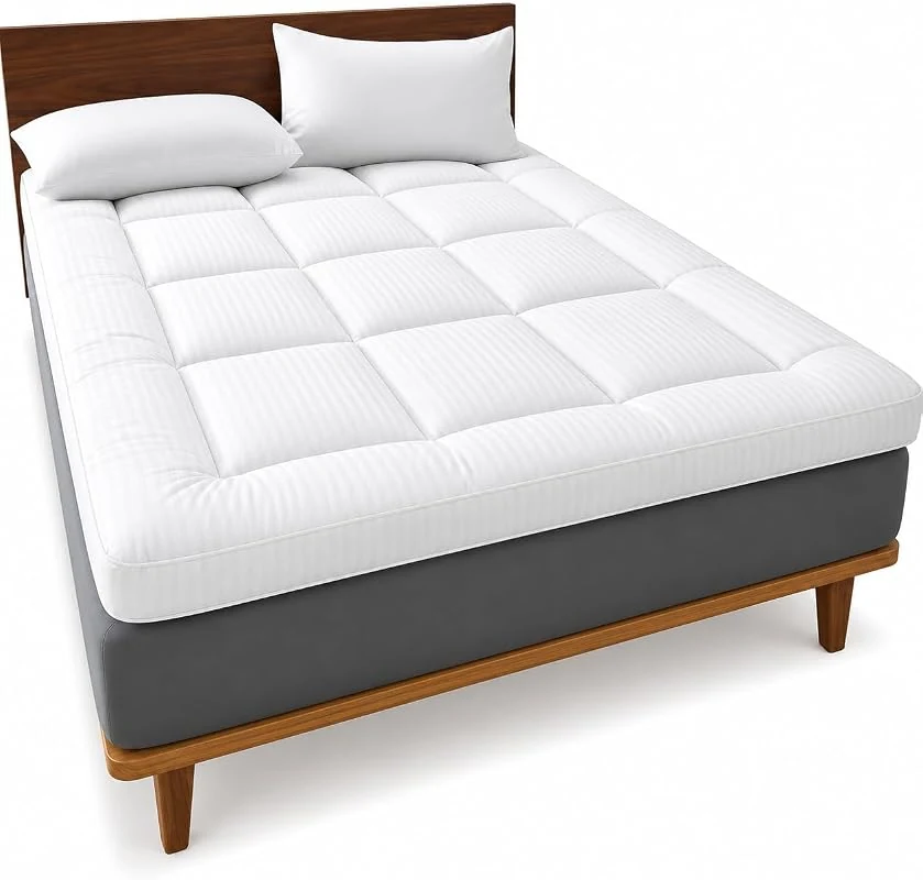 Ultra Soft 500 GSM Mattress Topper with Elastic Corner Straps for Back Pain Relief
