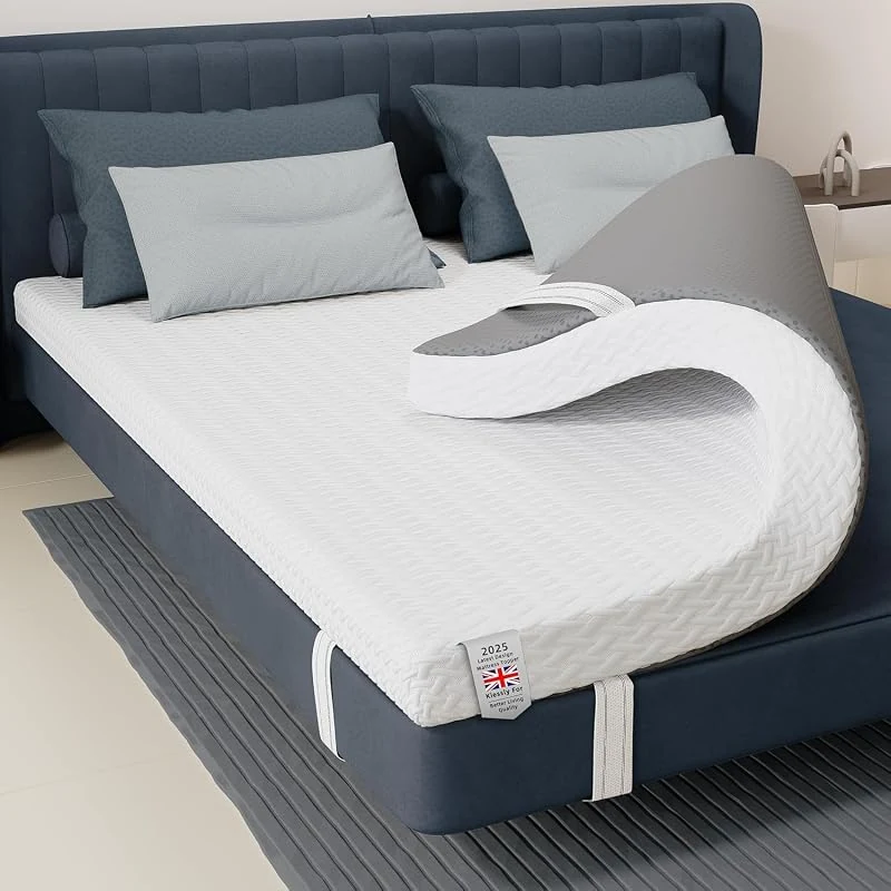 7CM Memory Foam Mattress Topper with Washable Cover for Back Pain Relief
